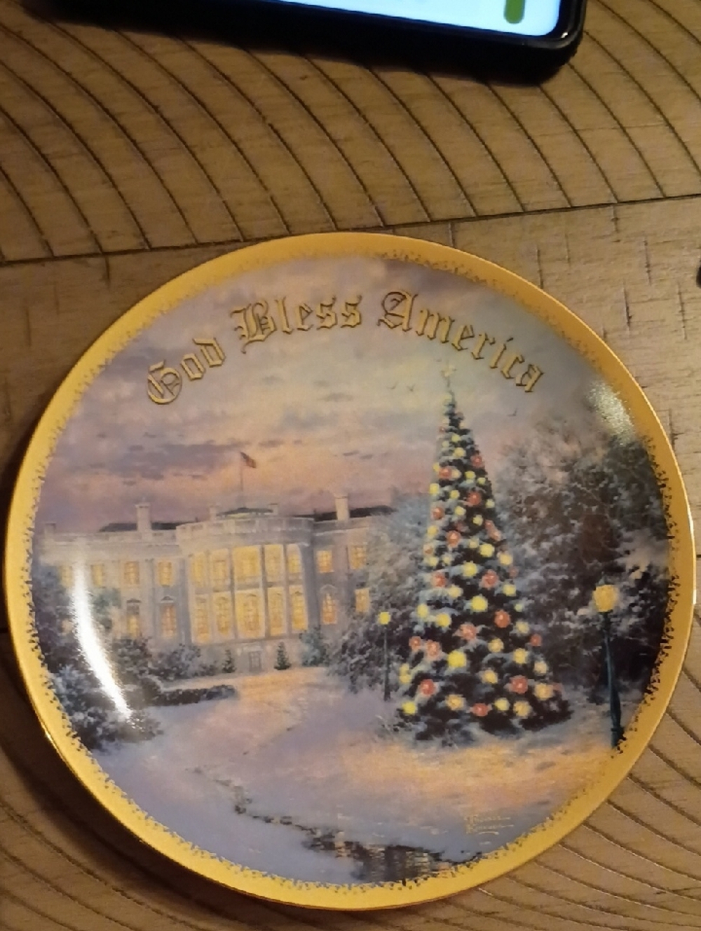 Thomas Kinkade White and Black 'Lights of Liberty' Collector Plate Backstamp